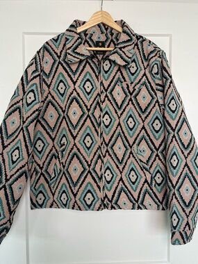 Lark & Owl Tapestry Jacket Large Boho Mosaic Zip Up Statement Coat